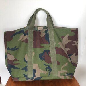 LL Bean Camouflage Hunter's Tote Bag Beach Camping Camo - Open Top
